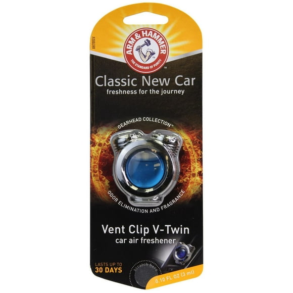 Arm and Hammer Vent Clip V-Twin Car Air Freshener, New Car