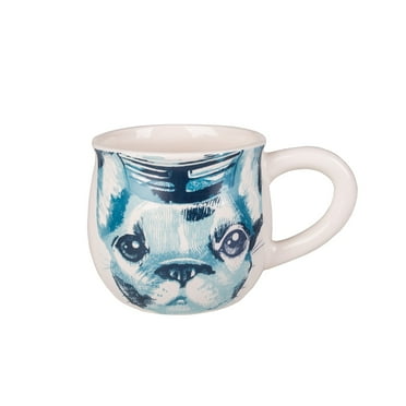 Beachcombers 3.25" Ceramic Frenchie Shaped Mug  Blue