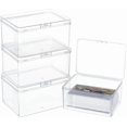 thumbnail image 1 of 4 mini cajas de plástico para almacenamiento (9,9 x 6,6 x 3,8 cm), transparentes, rectangulares, con tapa y cuentas., 1 of 6