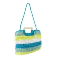 thumbnail image 3 of CHUANK Sac Fourre-Tout en Paille Rayé Lexi pour Femmes Adultes Aqua, 3 of 5