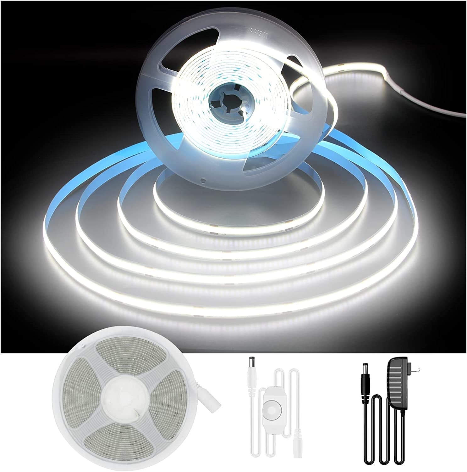 DAYBETTER 16.4ft COB LED Strip Lights, 6500K Bright Daylight White, 24V Dimmable Flexible LED Lights for TV, Bedroom, Kitchen Cabinet, Closet & Home Decoration