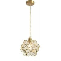 

Nordic Petal Shape Pendant Lamp Hand Blown Glass and Brass Hanging Lamp Single Head E27 Ceiling Light Fixture Restaurant Children s Room (Clear)Pendant Light Lxiugva