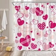 thumbnail image 2 of Valentine''s Day Shower Curtain Pink Heart Romantic Sweet Love Modern Creative Lover Couple Woman 70" WX70 H Bathroom Fabric Curtain with Hooks, 2 of 5