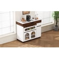 thumbnail image 4 of Extendable Dining Table with Extra-Long Folding Top, Rolling Kitchen Island with Drawers, Power Outlet and Brake lock, Storage Cabinet for Kitchen and Dining Room (Walnut + Creamy White), 4 of 28