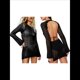 thumbnail image 3 of Vestido de Punto de Larga Sin Espalda para Mujer, con Aberturas en la Espalda y Crochet. Negro L, 3 of 7