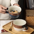 thumbnail image 2 of Farcauo White & Brown Oversized Coffee Mug 24 OZ Soup Mug Large Porcelain Soup Bowls with Handles XXL Cereal 700 ML Ceramic Large Coffee Tea Cup, 2 of 7
