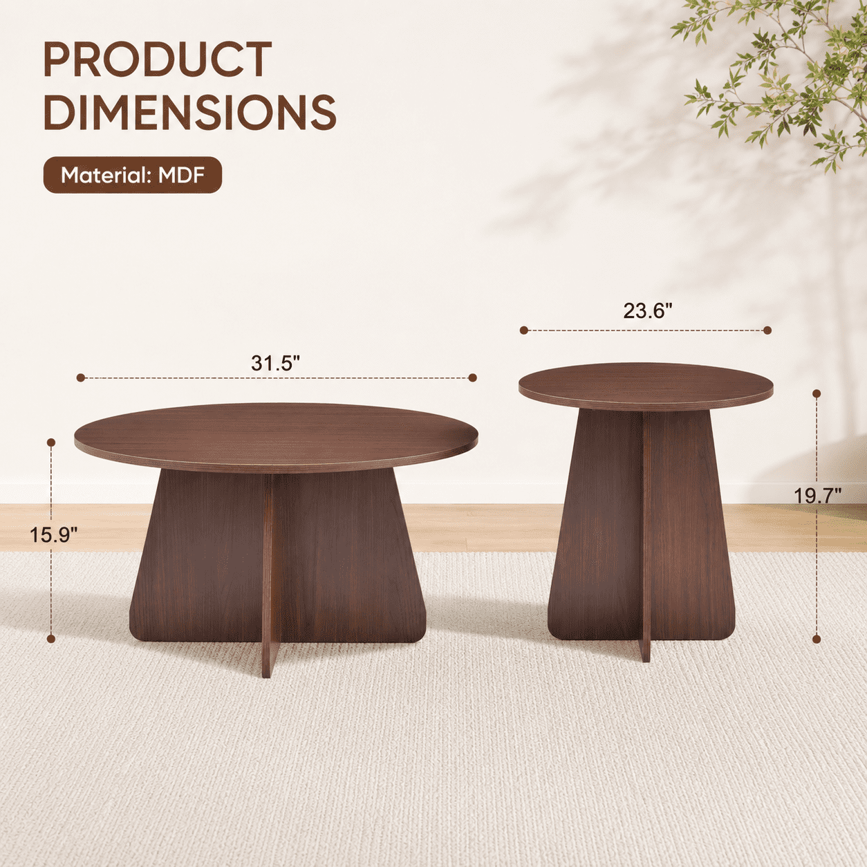 Retro-Style Nesting Coffee Table Set, Available In Walnut Or Natural Wood Finishes, Round Nesting Side Tables With Crisscross Legs, Ideal For Living Rooms And Dining Rooms