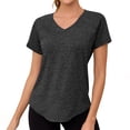 thumbnail image 2 of Ayfxijin Fall Tops for Women Sexy Short Sleeve Sequins Loose Polluer Solid Round-Neck Blouse Shirt, 2 of 8
