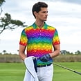 thumbnail image 3 of Rocae Bright Rainbow for Men's Short Sleeve Polo Shirt, Quick Drying Performance Moisture Wicking Sports Men's Golf Shirt-Small, 3 of 6