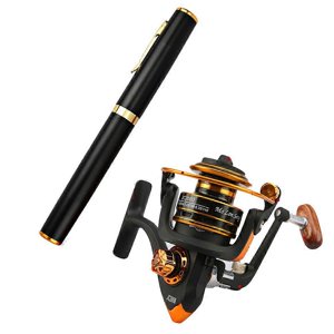 Mini Portable Aluminum Alloy Fishing Rod Pen Fishing Reel Pocket Fishing Tackle