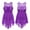 Purple, variant on Raenseen Kids Girls Lyrical Ice Figure Skating Dance Leotard Dress Shiny Sequin High-low Skirt Light Blue 8
