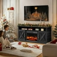 thumbnail image 6 of Fireplace TV Stand with Fireplace for 75 inch TV Farmhouse Entertainment Center with Storage, Black, 6 of 9