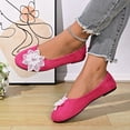thumbnail image 5 of Miluxas Flats for Women Dressy Flowers Decorative Closed Toe Flats Comfortable Light Faux Suede Slip On Ballet Flats Hot Pink 9.5(43), 5 of 8
