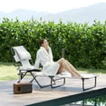 thumbnail image 2 of Outsunny Folding Lounge Chair w/ Reclining Back, Tanning Chair, Cream White, 2 of 10