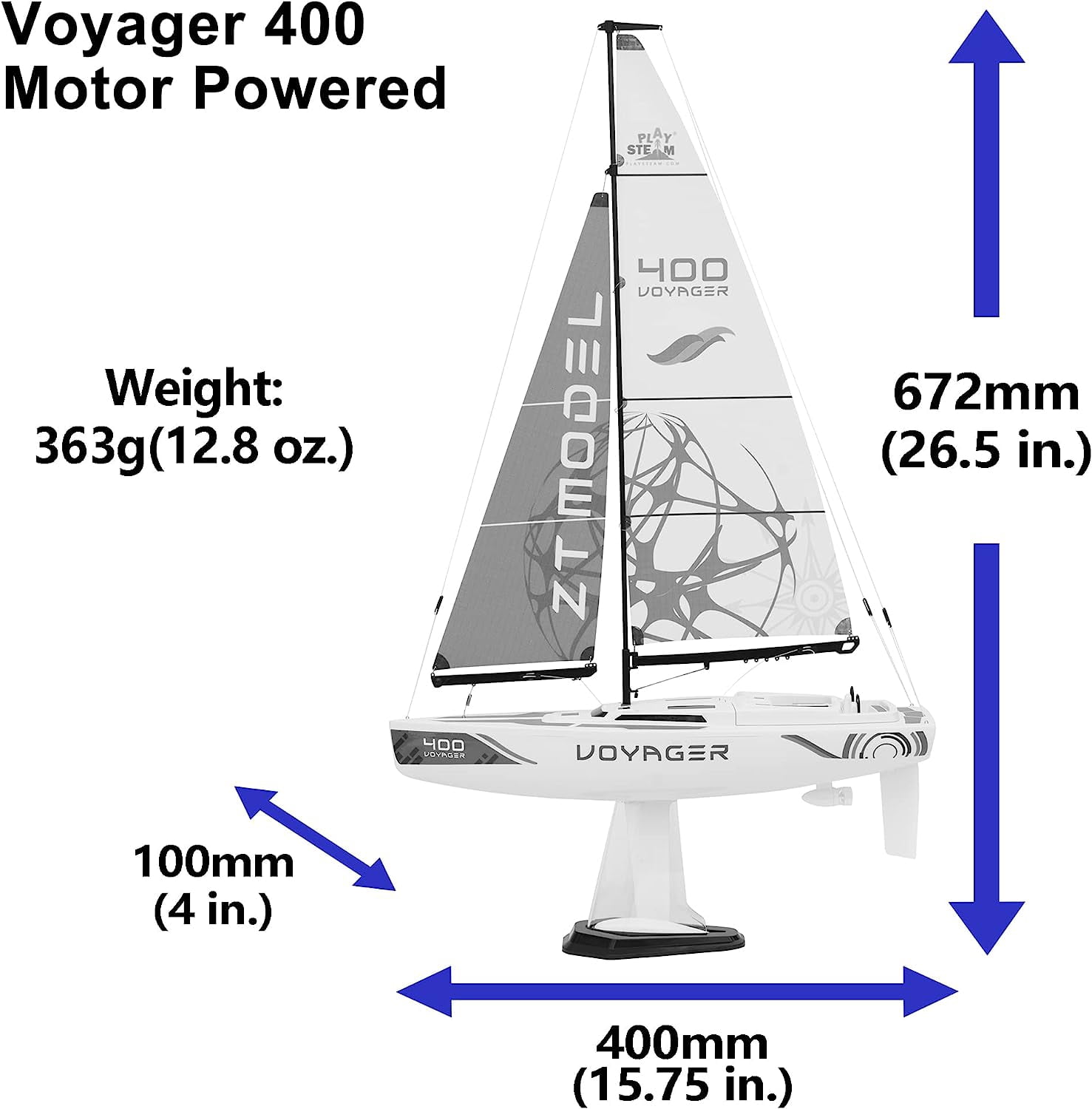 Playsteam Voyager 400 Motor-Power RC Sailboat 26 in - Red