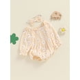 thumbnail image 3 of Suealasg Newborn Infant Girl Fall 2Pcs Outfits 3 6 12 18 Months Long Sleeve Floral Print Romper Bodysuit +Hairband Set Baby Girl Clothes, 3 of 7