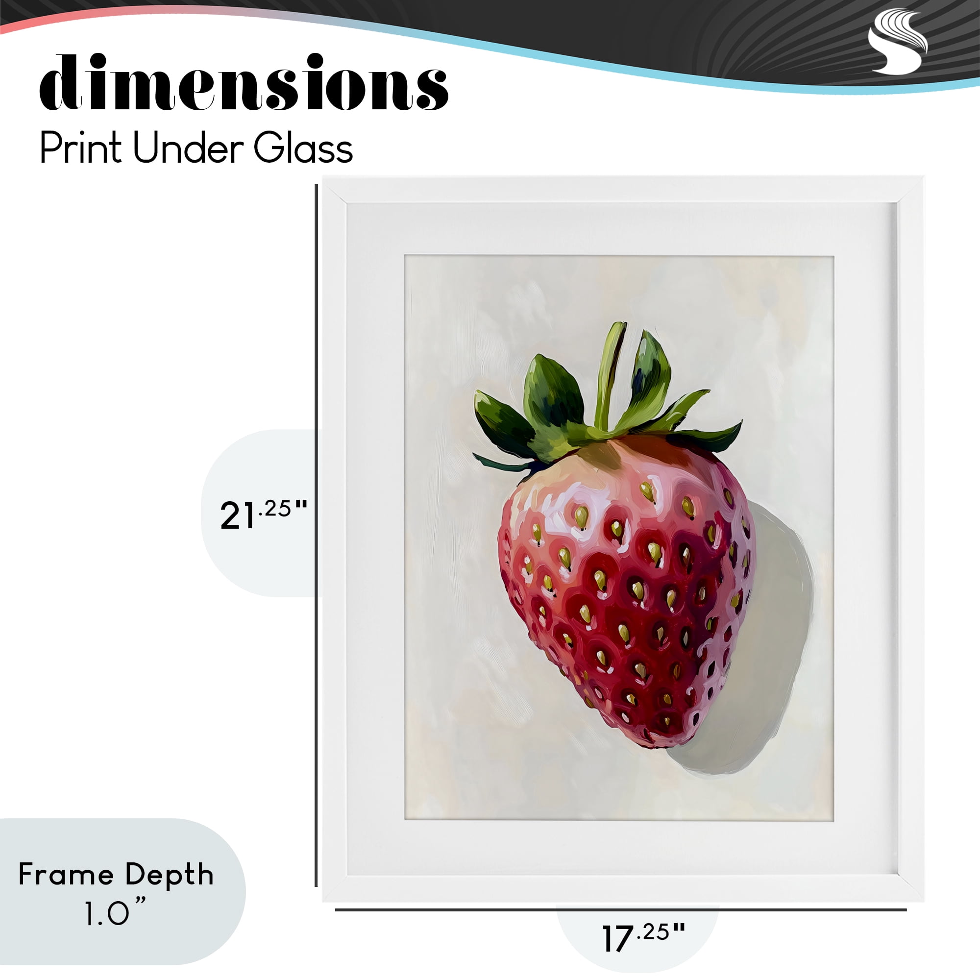 Stupell Industries Juicy Shine Strawberry White Framed Print Under Glass, design by The Prints Vibe