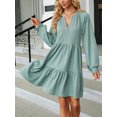 thumbnail image 4 of xiaxaixu Robes de Maternité pour Femmes Couleur Unie Robe à Manches Longues Col en V Robe Mini Ample Automne Hiver Décontractée Robe de Grossesse, 4 of 9