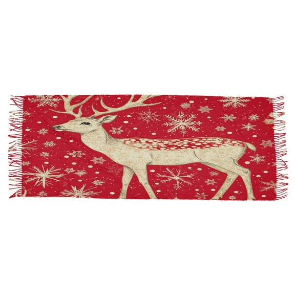 BZSMCE Women Scarf Gold Reindeer and Snowflake Pattern Simple Pattern Soft Warm Long Large Scarves