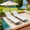 thumbnail image 6 of Devoko 2PCS Patio Folding Rattan Chaise Lounge Chair with Adjustable Back, Outdoor Cushioned Recliner for Garden&Backyard, White, 6 of 7