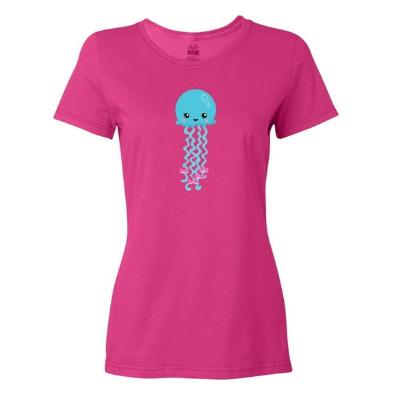 Inktastic Blue Jellyfish, Cute Jellyfish With Pink Ribbons Women's T-Shirt