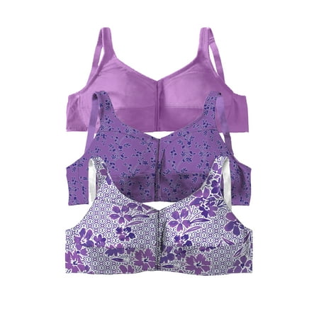 

Comfort Choice Women s Plus Size 3-Pack Front-Close Cotton Wireless Bra Bra
