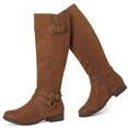 thumbnail image 1 of Botas hasta la rodilla Ruiee para mujer, elegantes, puntera redonda, color canela, 1 of 6