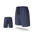 thumbnail image 3 of lcziwo Shorts for Men Casual Holiday Drawstring Chino Shorts Multi Pockets Solid Color Fishing Outdoor Hiking Shorts Navy M, 3 of 6