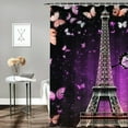 thumbnail image 2 of Autua Eiffel Tower Butterflies Bathroom Décor Set Graphic Print Polyester Stylish Shower Curtain with Hooks 100% Polyester Fiber Chic Modern Decor Washable Shower Curtain 36"x72, 2 of 7