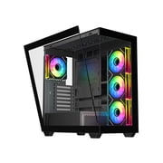 DIYPC ARGB-N6-BK Black Dual USB3.0/ 1 xType C Tempered Glass ATX Gaming Computer Case w/ Dual Tempered Glass Panel and 4 x ARGB PWM Fans (Pre-Installed). Support BTF Back Plug MB