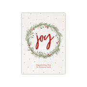Personalized Holiday Card - Joy Wreath - 5 x 7 Flat