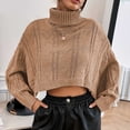 thumbnail image 2 of Womens Cropped Sweaters Batwing Sleeve Turtleneck Pullover Oversized Knit Sweater Solid Color Jumper Tops, 2 of 4