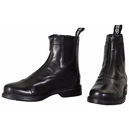 Front Zip Boots - TuffRider Men's Barouque Front Zip Paddock Boots with Metal Zipper, Black, 85