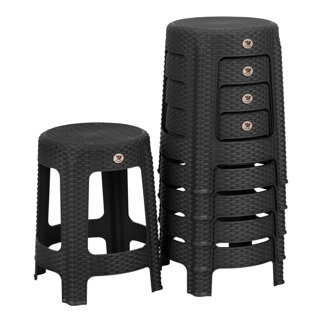 Kit 6 Bancos de Plástico La Ardilla para exterior e Interior (Gris Obscuro)
