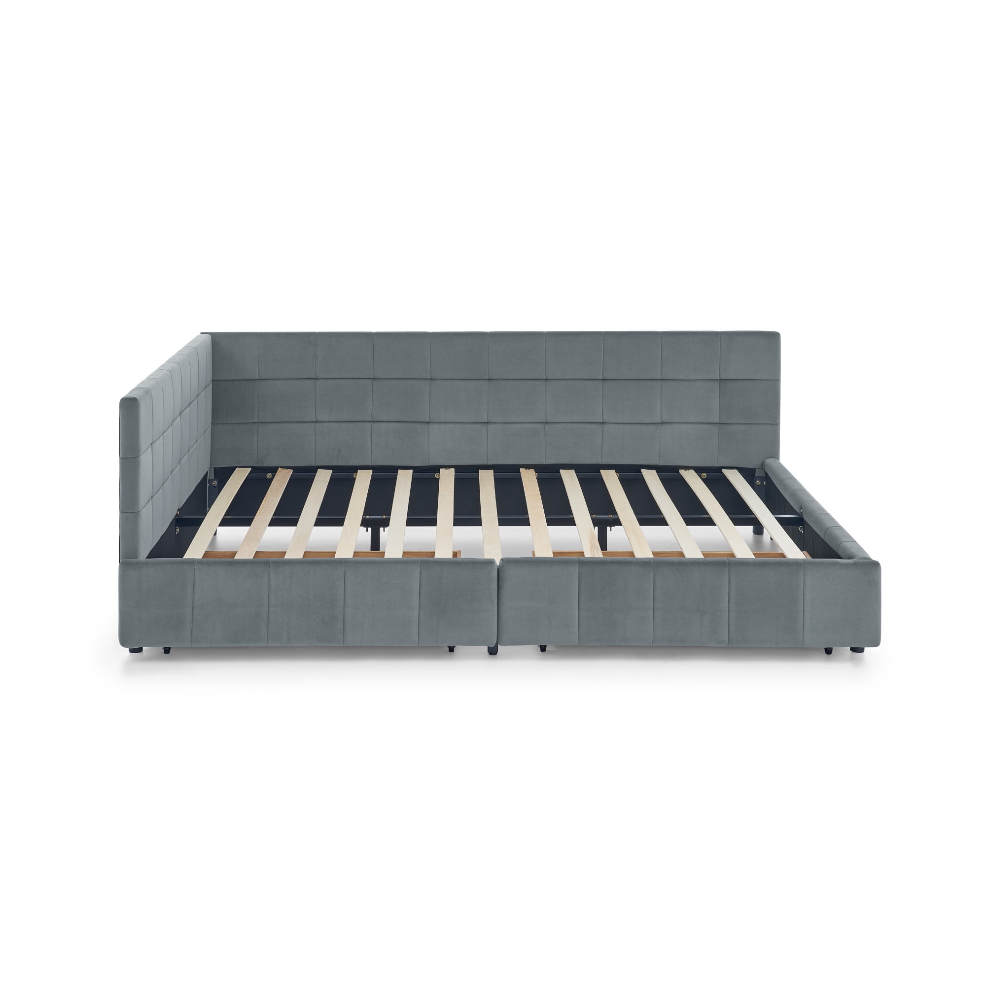 Gewnee Queen Size Storage Upholstered Tufted Sofa Bed Frame with Comfortable Backrest and Armrests for Bedroom