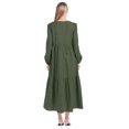 thumbnail image 3 of Aosijia Summer Maxi Dresses for Women Casual Button Up Long Puff Sleeve V Neck Long Dress Casual Loose Tiered Shirt Dresses, 3 of 7