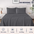 thumbnail image 4 of SGI Bedding 600 TC Twin Size 4 Pc Sheet set - 100% Egyptian Cotton Sheets Sateen Weave, Breathable, 15" Deep Pocket, Hotel Luxury Soft Bed Sheets, Dark Grey Stripe, 4 of 7