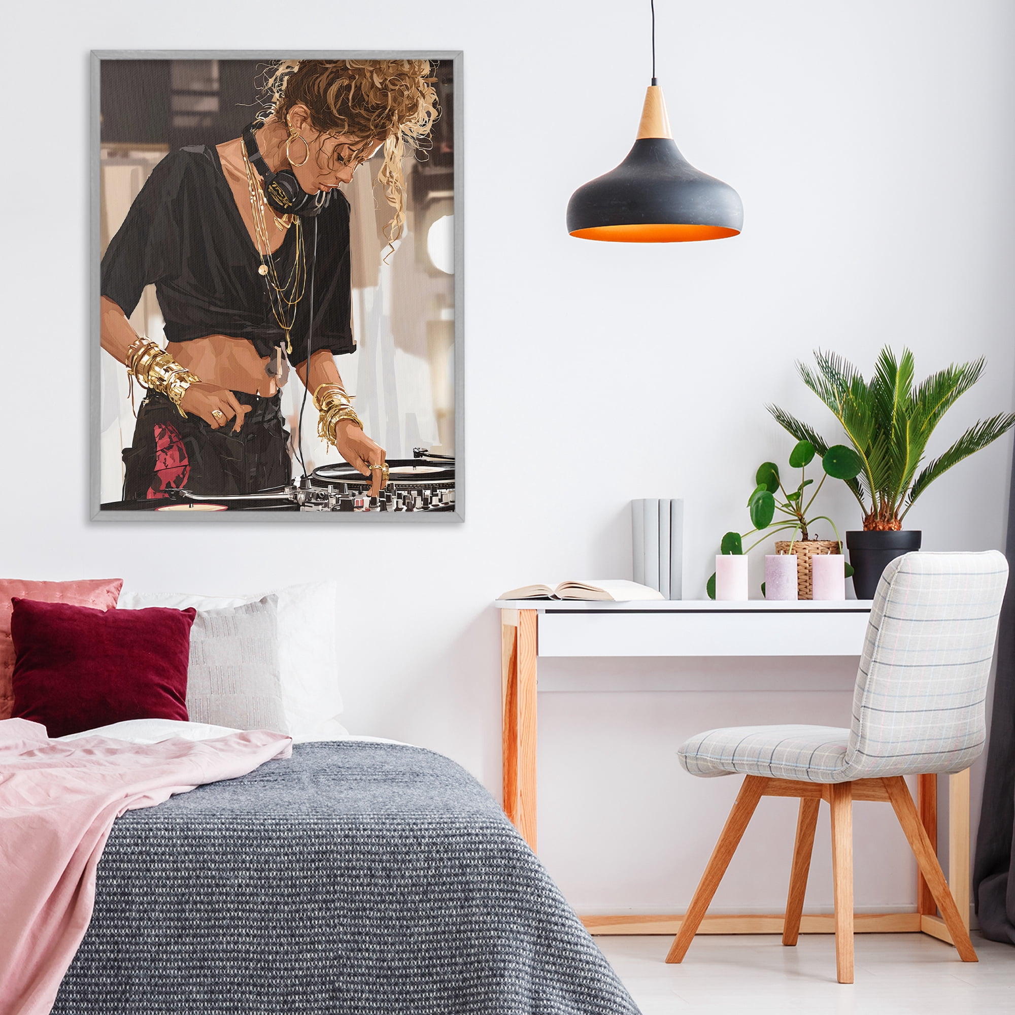 Stupell Industries Speaking Through Music DJ Gray Framed Giclee Art, design by Franklyn Gregory