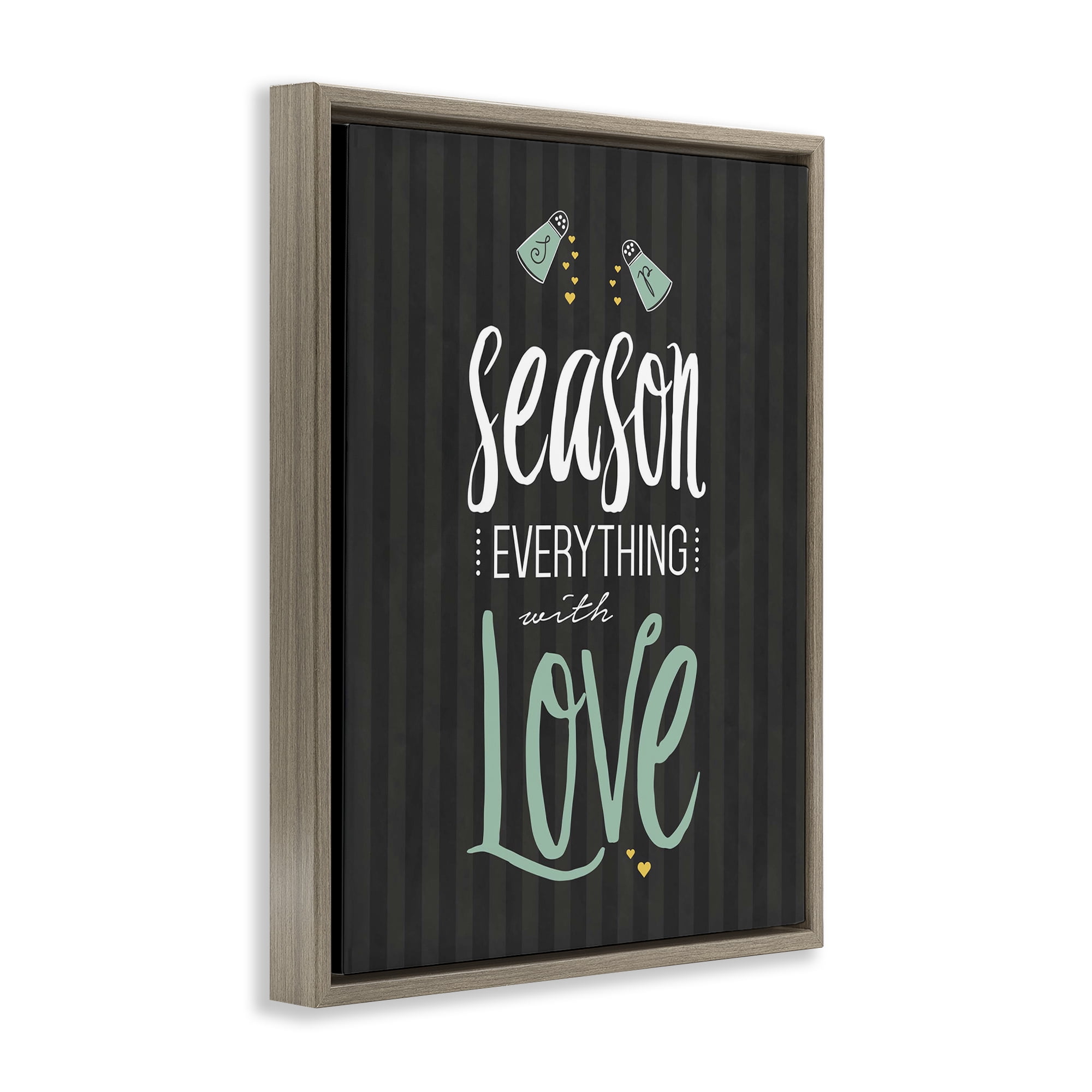 Season With Love Black & Green Brown Framed Floater Canvas Wall Art, design by Lettered and Lined