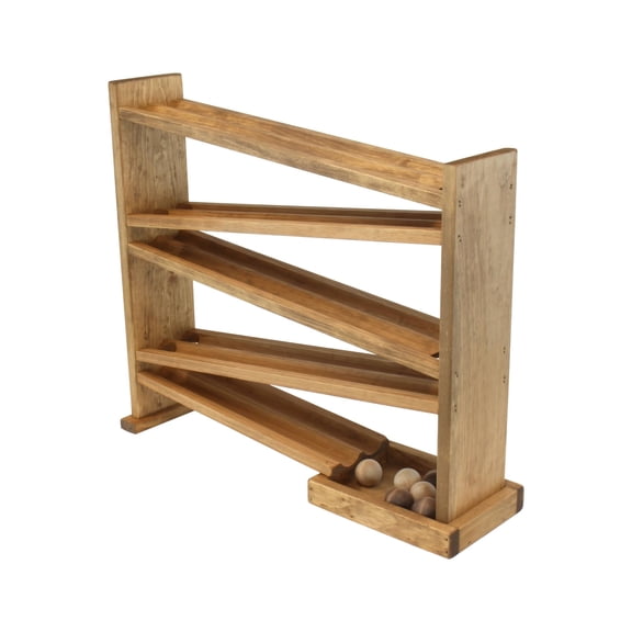 AmishToyBox.com Wooden Ball Roller Racetrack Toy, Amish-Made, with 8 Wooden Balls, CPSIA-Approved Finish Harvest Finish