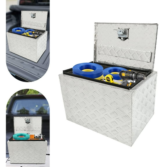 Heavy Duty Aluminum Tool Underbody Box with T-Handle Lock and Keys, Silver, (24*17*18 inches), Great for Trucks, RVs, ATVs, Trailers, Garages, Job Sites, Flatbeds, Camper Hook Rack
