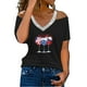 thumbnail image 2 of Fiudx Ofertas Flash Artículos En Oferta Blusa de Manga Corta con Hombros Descubiertos y Estampado Informal para Mujer a La Moda, 2 of 4