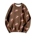 thumbnail image 4 of Tiweut Womens' Leisure Sweatshirts Fashion Football Printed Round Neck Hoodless Long Sleeve Loose Fit Pullover Tops Brown,L, 4 of 4