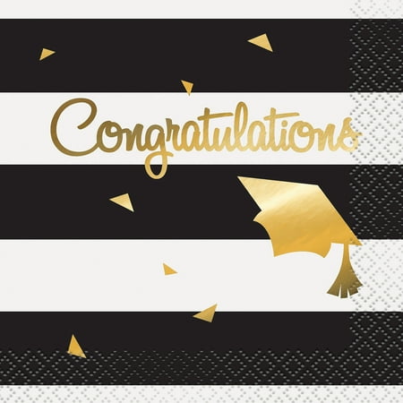 Foil Congratulations Graduation Paper Cocktail Napkins, 5 in,