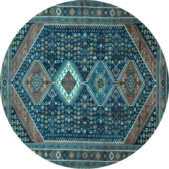 Ahgly Company Indoor Round Persian Light Blue Traditional Area Rugs, 6' Round