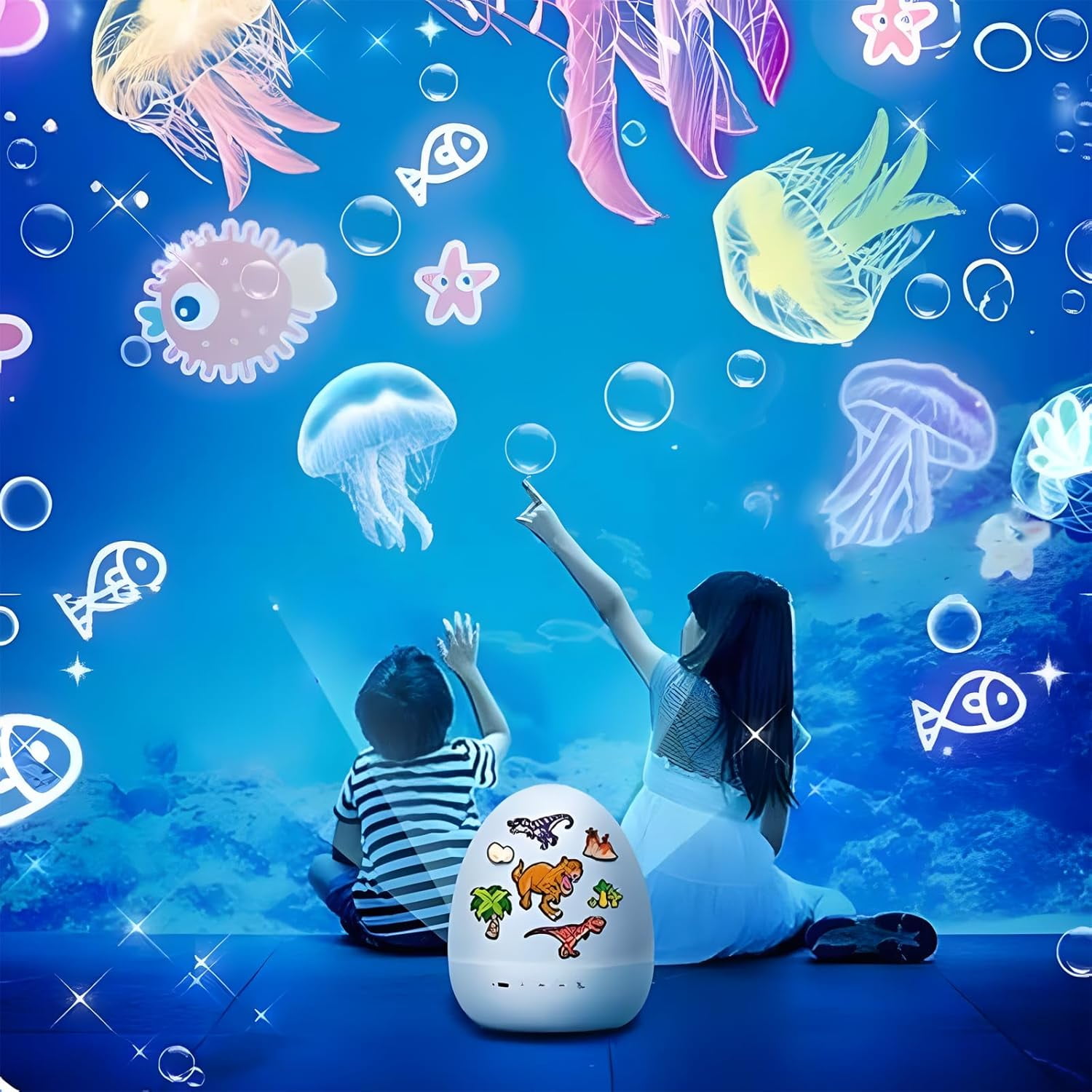 Dinosaur Egg Night Light Projector, Dinosaur Night Lights Projector, 360° Rotation & 21 Effects, Slient Lights for Ceiling, 8 Sleep Sounds, 360° Rotation,Projection Lights for Bedroom