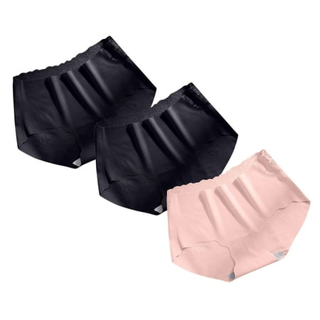 Ladies Elegant & Sexy Seamless Mid-Rise DesignIce Silk Lace Trimmed Hollow-out Triangle PantiesLightweight Breathable Comfort Underwear
