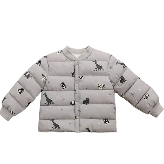 NAISIBABY Boys Puffer Jacket Size 7, Graphic Lightweight Thicken Warm Button-Up Winter Casual Quilted Coat Gray(1-8T)