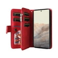 thumbnail image 3 of Multifunctional Case for Google Pixel 6,[RFID Blocking] 9 Credit Cards Holder with Wrist Strap, Premium PU Leather Zipper Wallet Purse Magnetic Flip Phone Cover for Google Pixel 6, Red, 3 of 12
