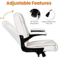 thumbnail image 6 of CQAOE Ergonomic Office Desk Computer Chair with Mid-Back Support, Flip-Up Armrests & Swivel Wheels – PU Leather Executive Task Chair for Home Office & Study (White), 6 of 10